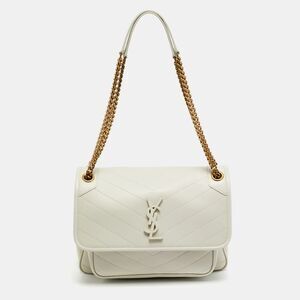 Saint Laurent Niki Medium Off White Matelasse Leather Shoulder Bag